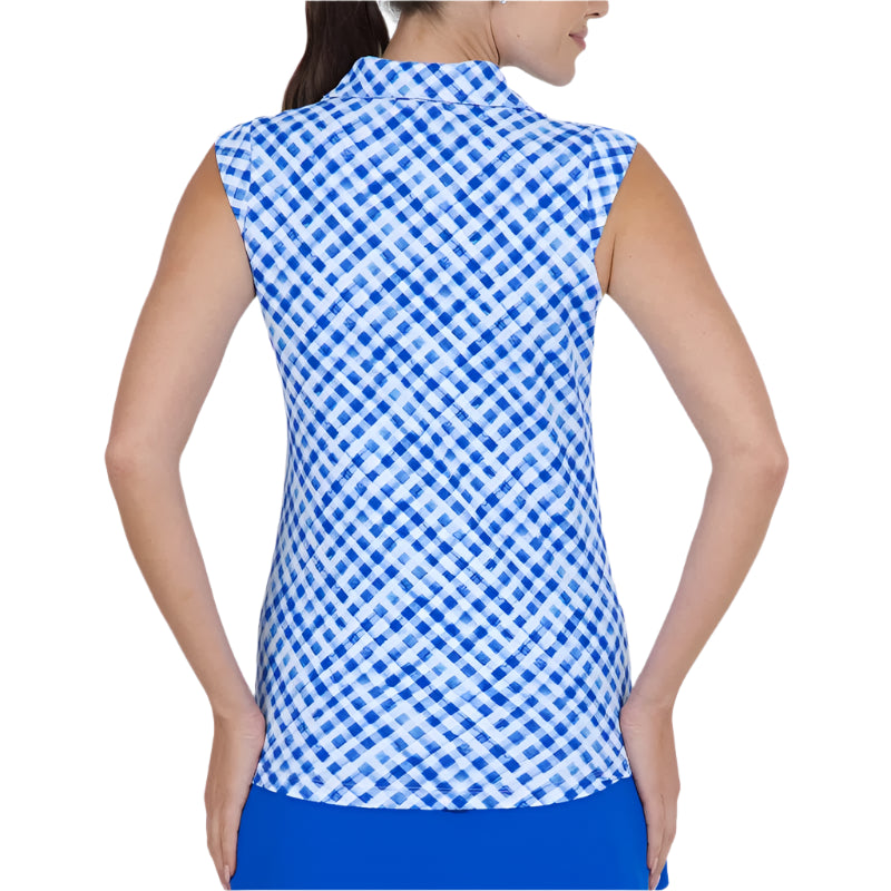 IBKUL Gingham S/L Polo - Blue/White