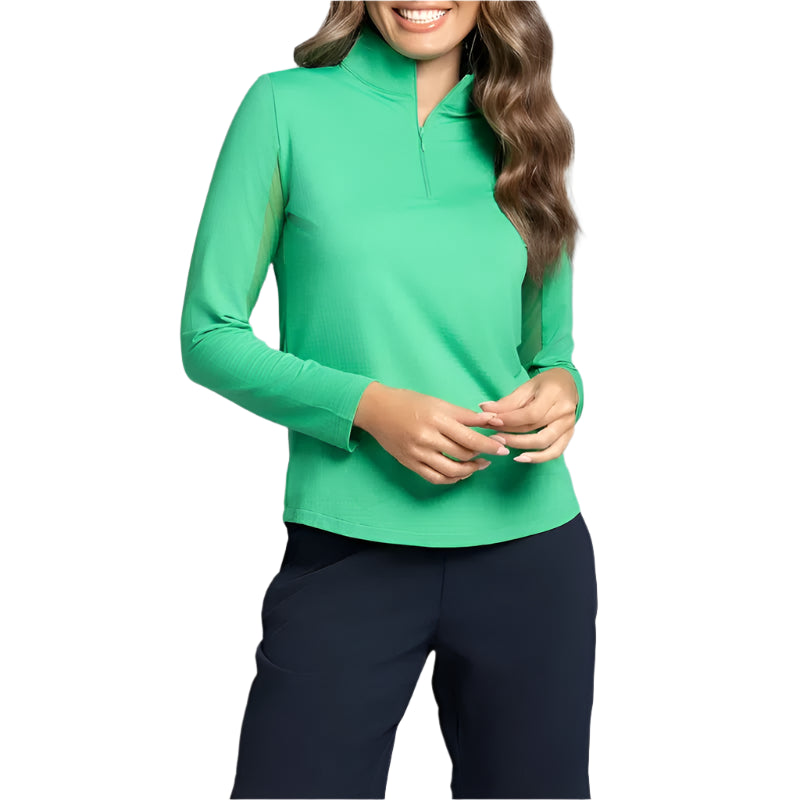 IBKUL Solid L/S Mock Neck Top - Green