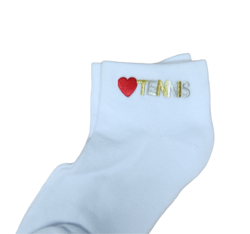 On the Tee Socks - Heart Tennis - Silver & Gold