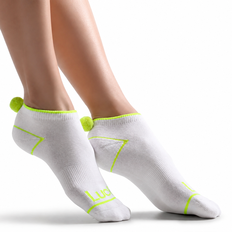 Lucky In Love Pom Socks (3pk) - Blue/Pink/Neon