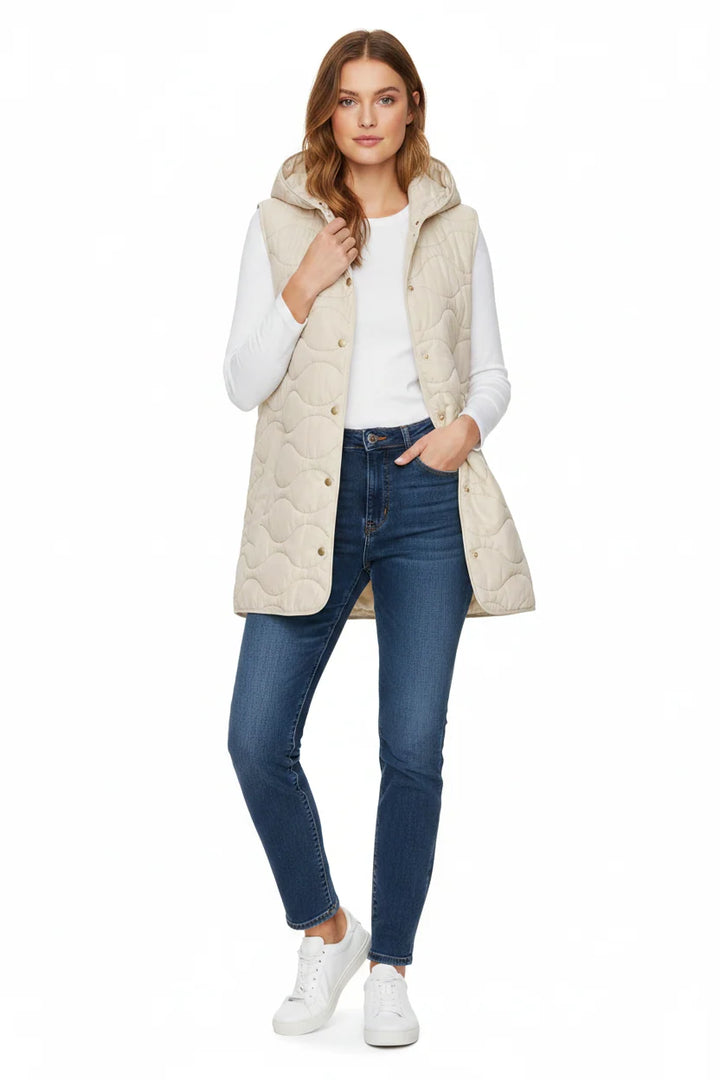 Ilse Jacobsen Quilted Hooded Vest - Light Sand