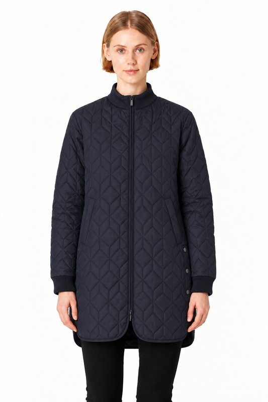 Ilse Jacobsen Long Quilted Coat - Ombre Blue