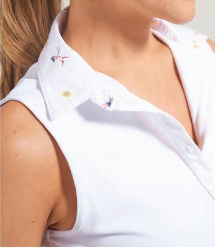 L'Oeuf Poche Print Collar Polo - White