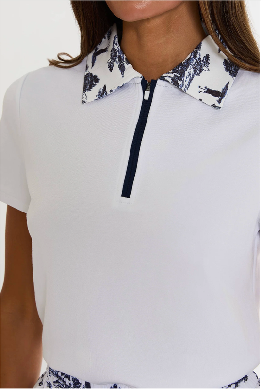 Beach Riot Evening Toile Ottavia Polo - White/Blue