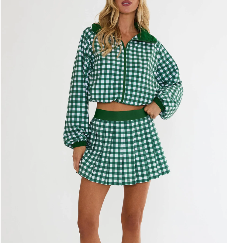 Beach Riot Irina Skirt - Fairway Green Check