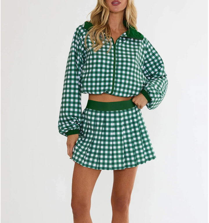 Beach Riot Irina Skirt - Fairway Green Check