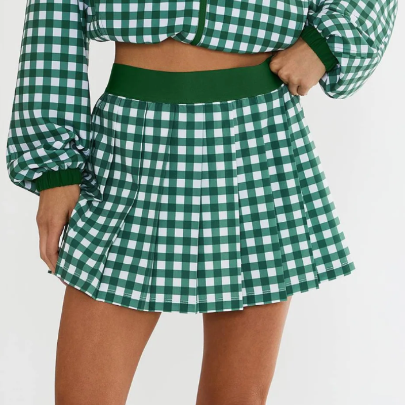 Beach Riot Irina Skirt - Fairway Green Check