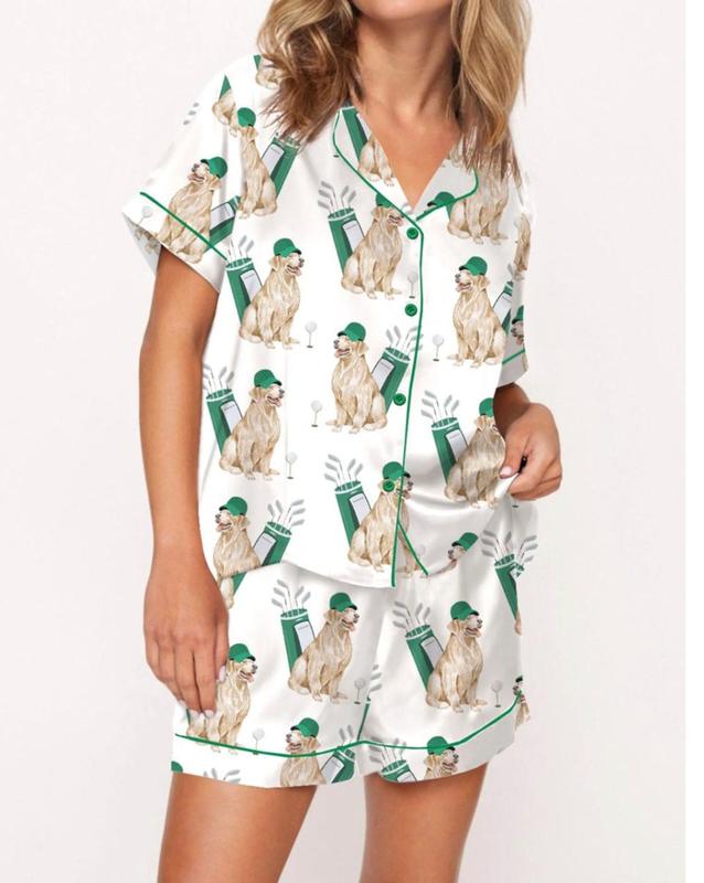 Golf Golden Retriever Dog Pajamas, Short - Multi