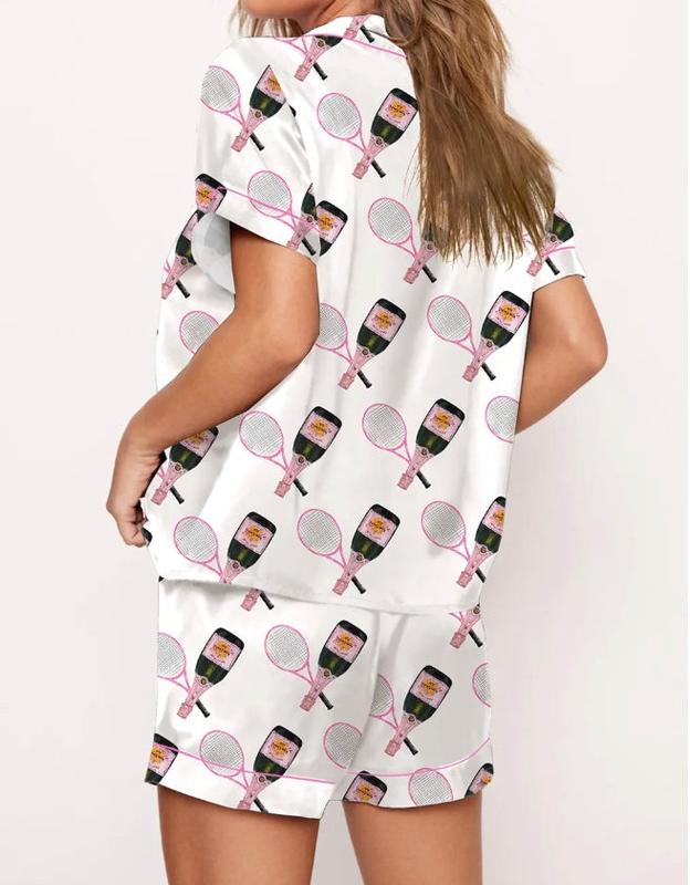Tennis Champagne Pajamas, Short - White Multi
