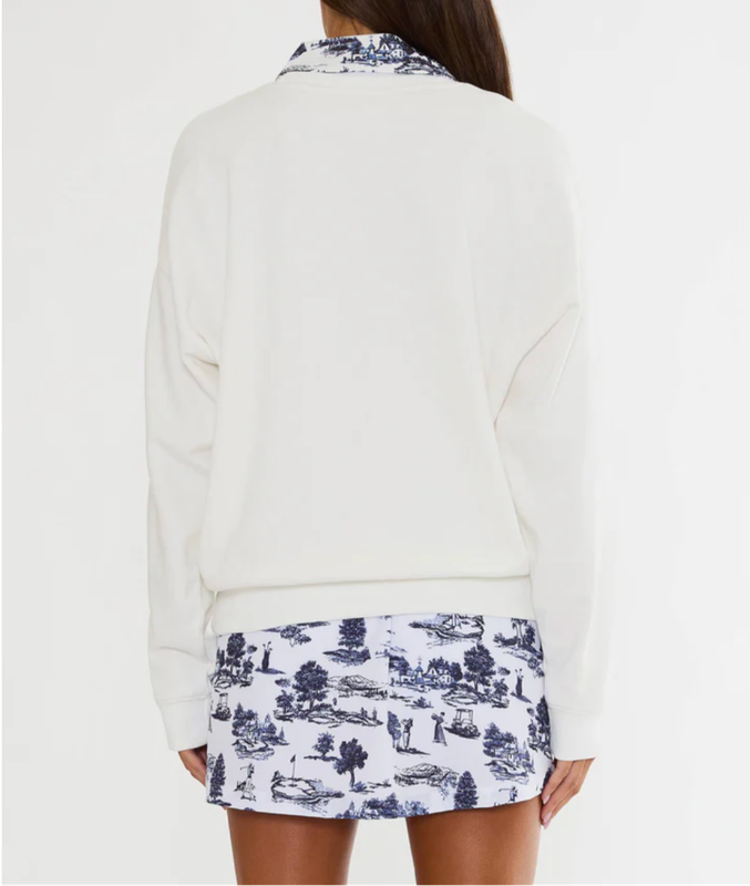 Beach Riot Evening Toile Devyn Sweatshirt - White/Navy