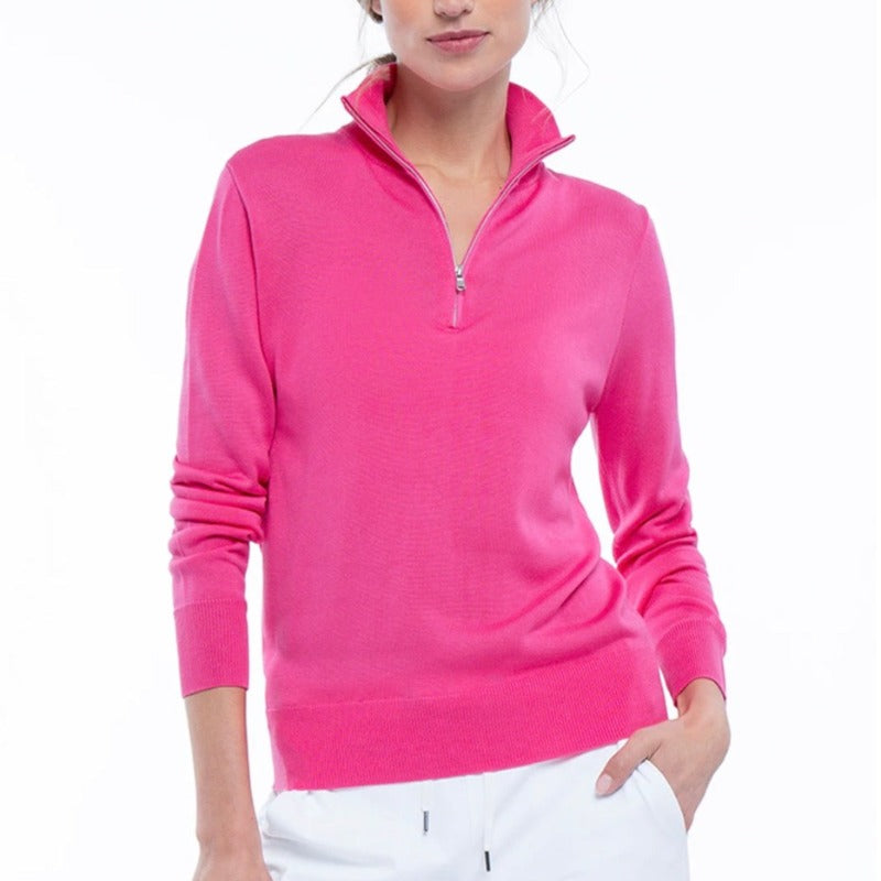 InPhorm Classic Zip Sweater - Pink Rose