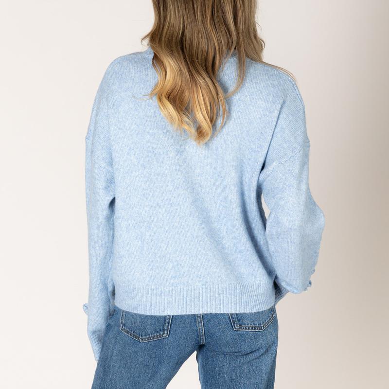 Lyla & Luxe Jessie Bow Sweater - Sky Blue