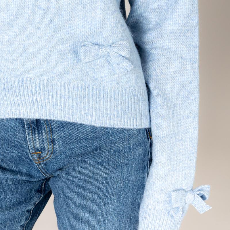 Lyla & Luxe Jessie Bow Sweater - Sky Blue