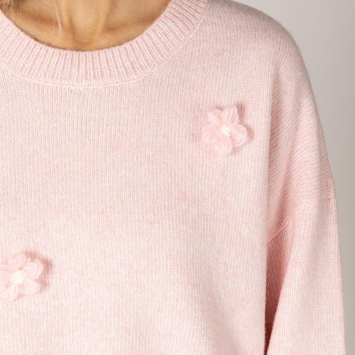 Lyla & Luxe Jessie Flower Sweater - Primrose Pink