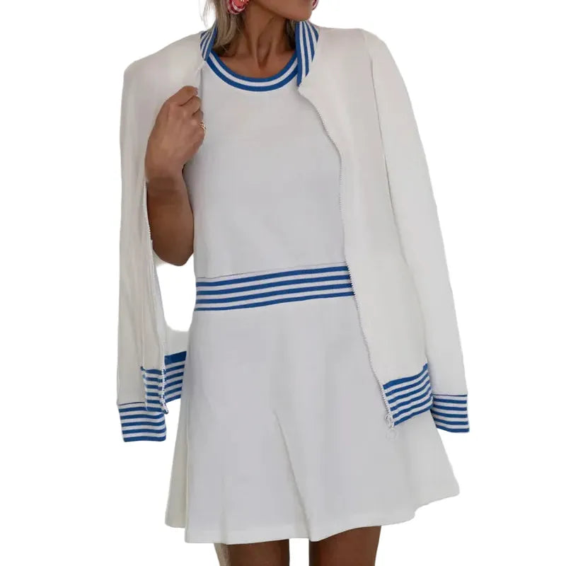 Club & Court Ashby Dress - White/Blue