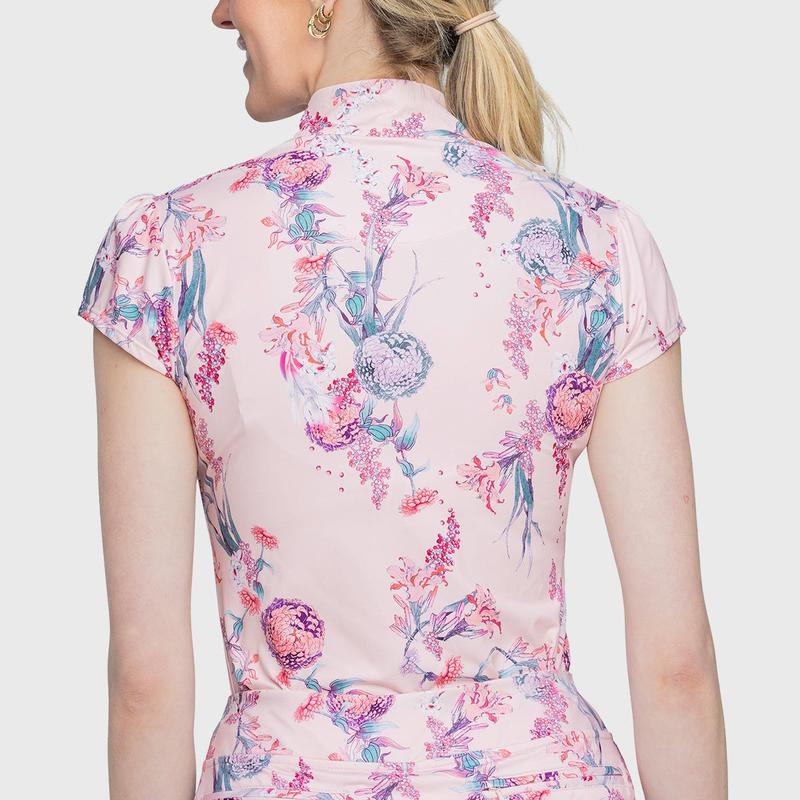 Kastel Tea Garden Cap Sleeve Top - Pink/Seafoam