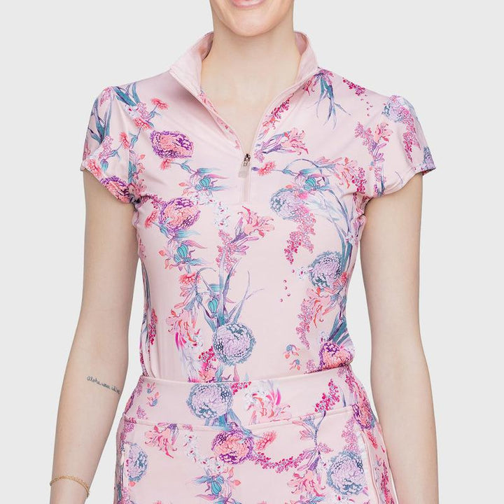 Kastel Tea Garden Cap Sleeve Top - Pink/Seafoam
