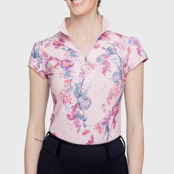 Kastel Tea Garden Cap Sleeve Top - Pink/Seafoam