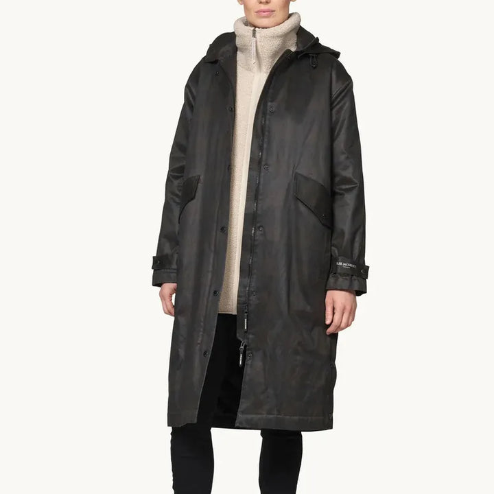 Ilse Jacobsen Waxed Padded Coat - Dark Brown/Check