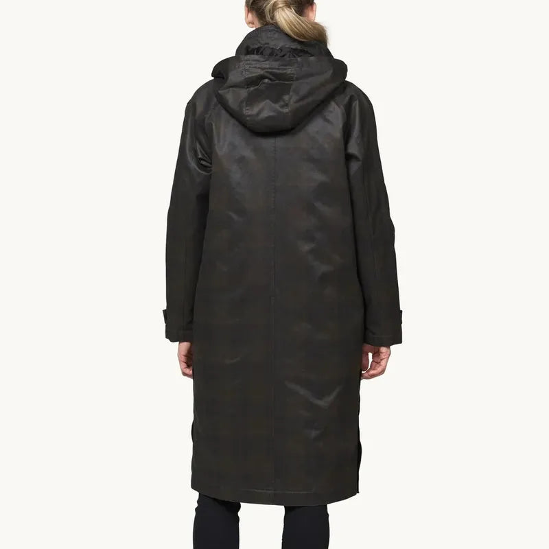 Ilse Jacobsen Waxed Padded Coat - Dark Brown/Check