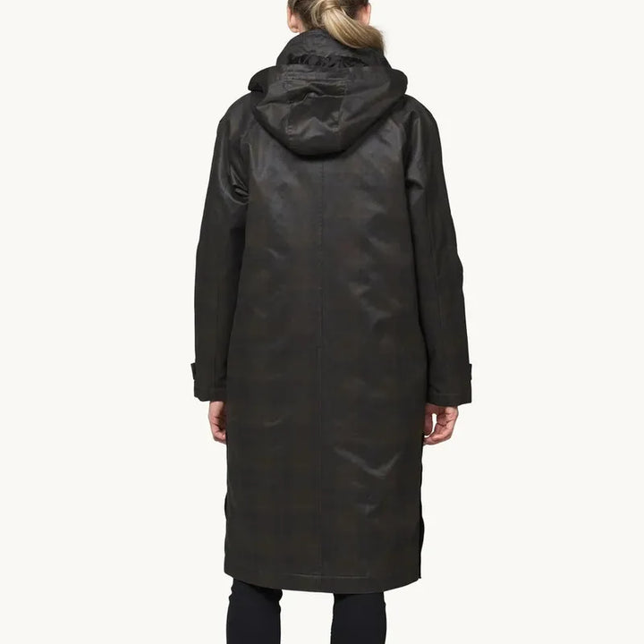 Ilse Jacobsen Waxed Padded Coat - Dark Brown/Check