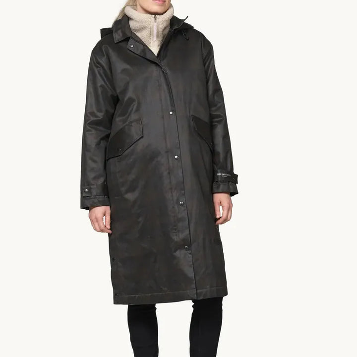 Ilse Jacobsen Waxed Padded Coat - Dark Brown/Check