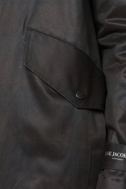 Ilse Jacobsen Waxed Padded Coat - Dark Brown/Check