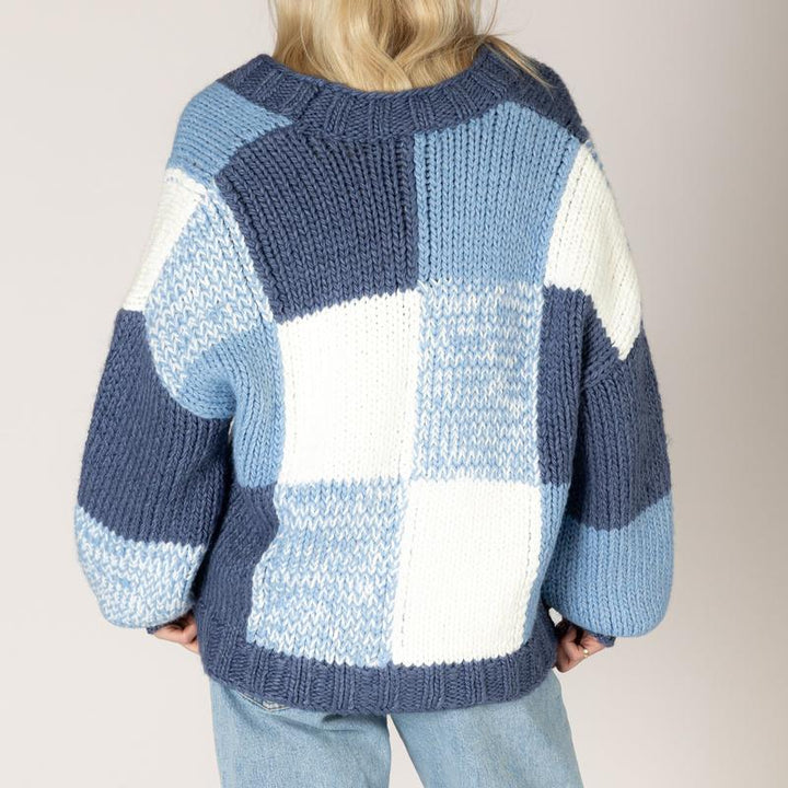 Lyla & Luxe Lenny Cardigan - Blue/Denim/White