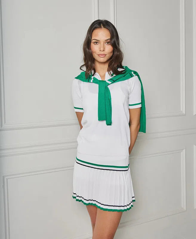 L'Etoile Knife Pleat Skort - White/Green