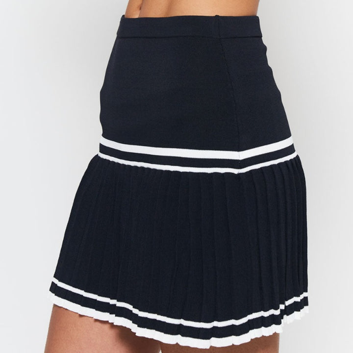 L'Etoile Knife Pleat Knit Skort - Navy/White