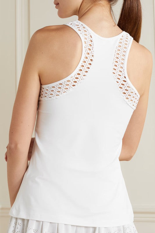 L'Etoile Pointelle Trim Tank - White