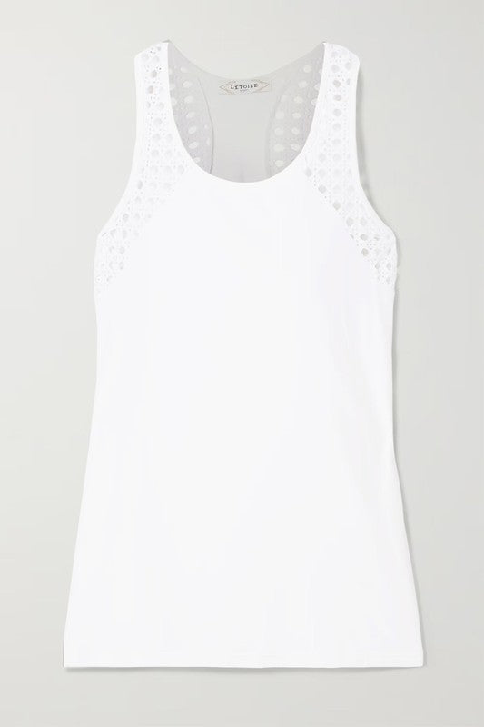 L'Etoile Pointelle Trim Tank - White