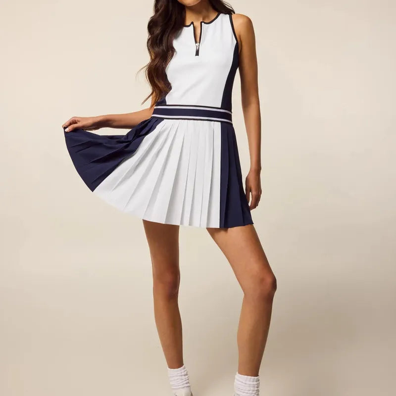 Greyson Colour Block Leo Dress - Navy/White