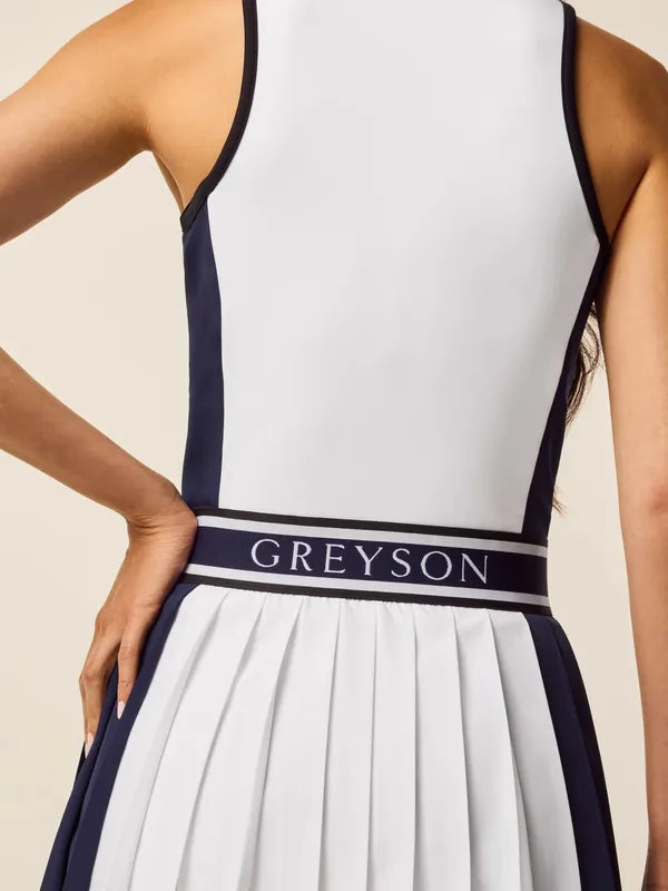 Greyson Colour Block Leo Dress - Navy/White