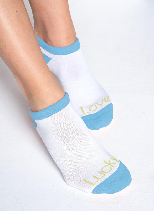 Lucky In Love Lavish Lane Socks (2pk) - White/Blue/Neon