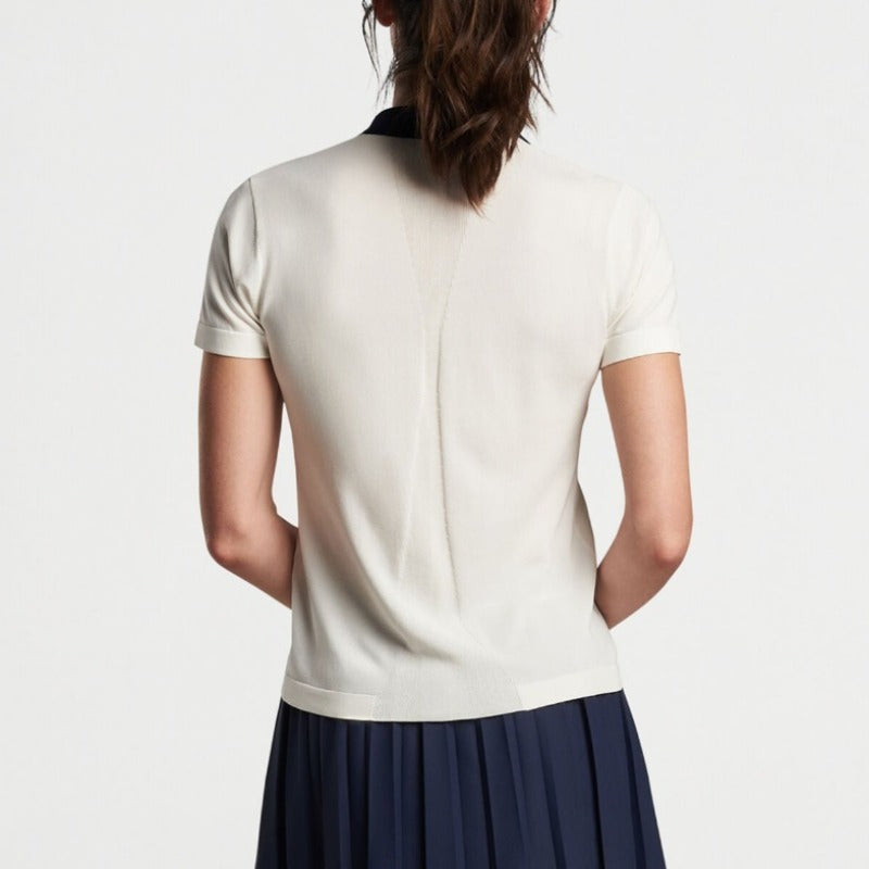 Peter Millar Stuart S/S Sweater - White/Navy