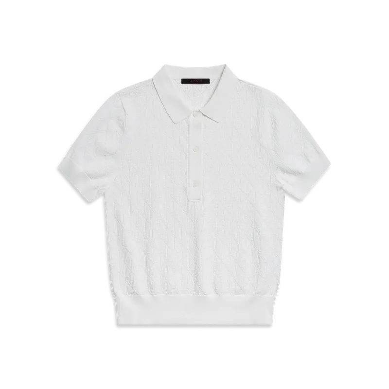 Greyson Pointelle Polo - White