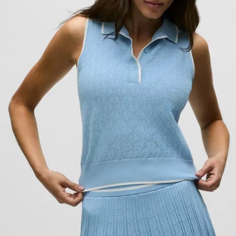 Greyson Pointelle S/L Polo - Light Blue