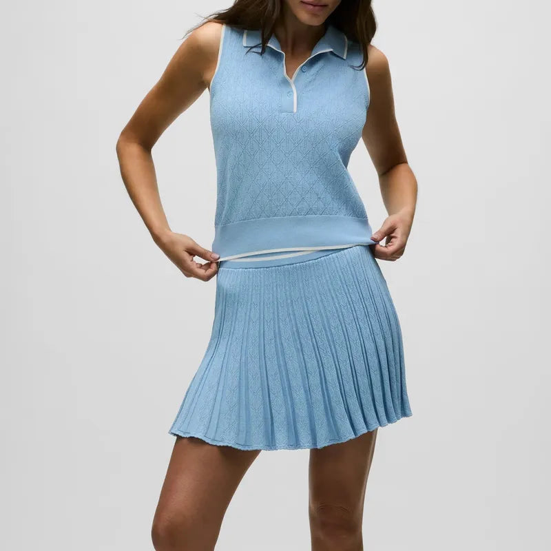 Greyson Pointelle S/L Polo - Light Blue