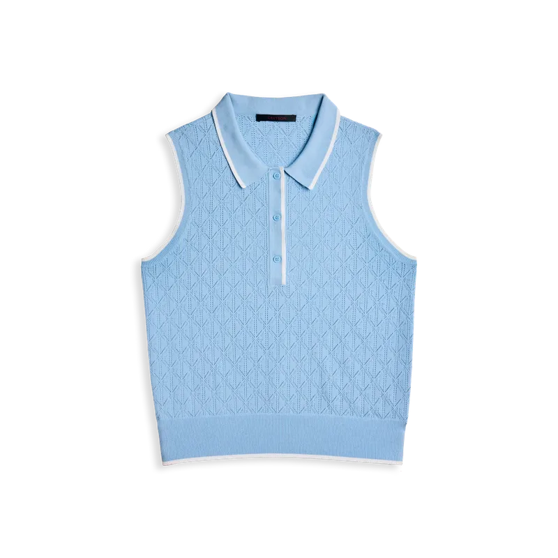 Greyson Pointelle S/L Polo - Light Blue