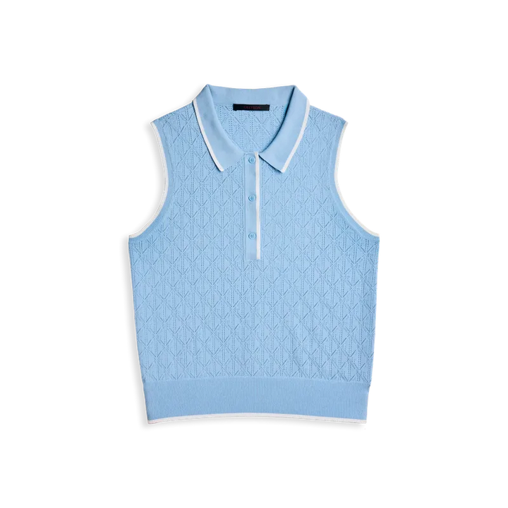Greyson Pointelle S/L Polo - Light Blue