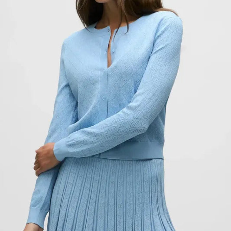 Greyson Pointelle Cardigan - Light Blue