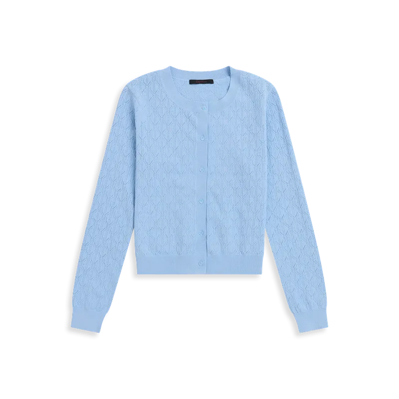 Greyson Pointelle Cardigan - Light Blue
