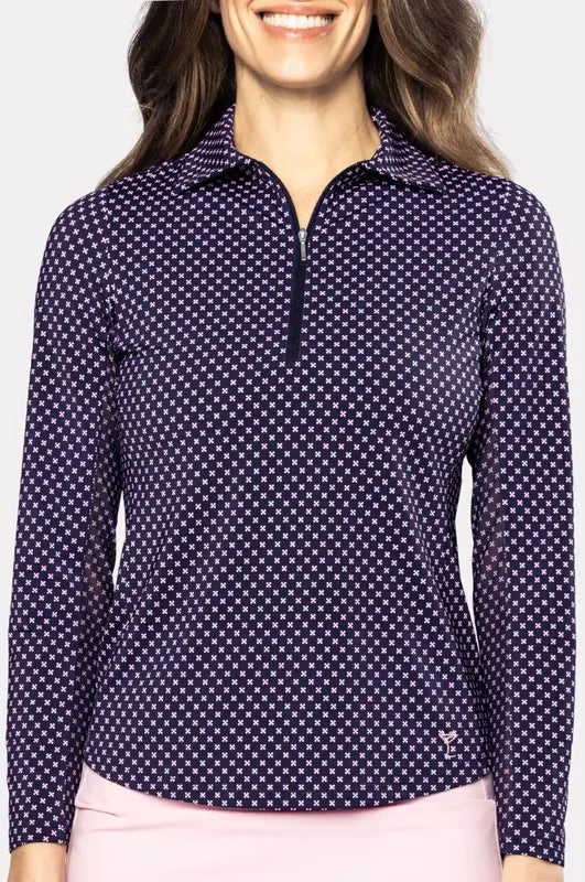 Golftini Cool Girl L/S Polo - Unstoppable (Navy/Pink)