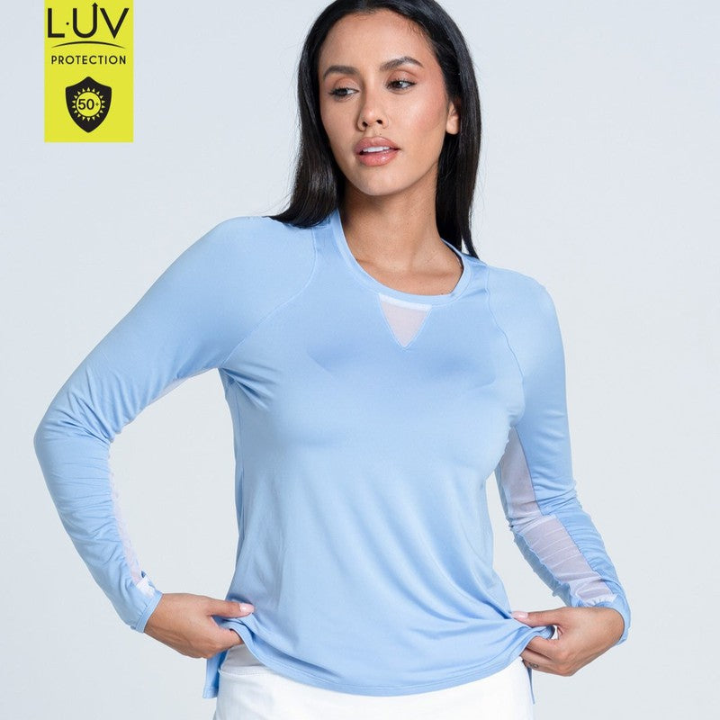 Lucky In Love Breezy L/S Top - Powder Blue