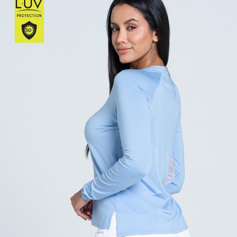 Lucky In Love Breezy L/S Top - Powder Blue