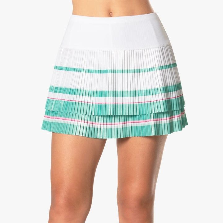 Lucky In Love Deco Stripe Skort(14.5") - White/Green