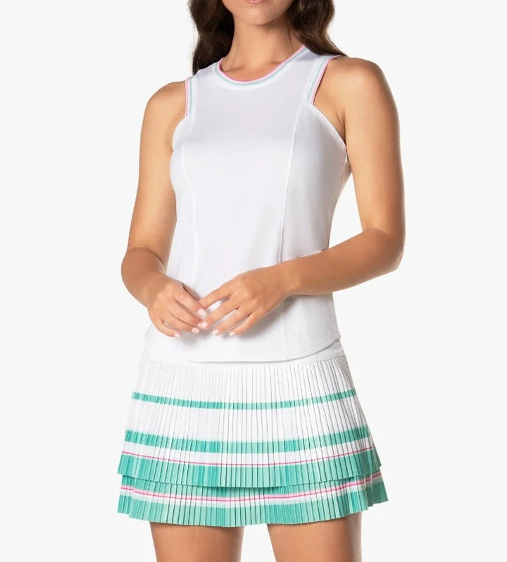 Lucky In Love Deco Stripe Skort(14.5") - White/Green