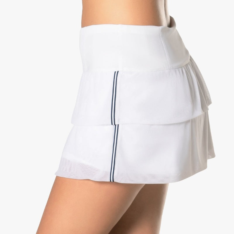 Lucky In Love La Belle Mesh Skort (13")- White/Midnight stripe