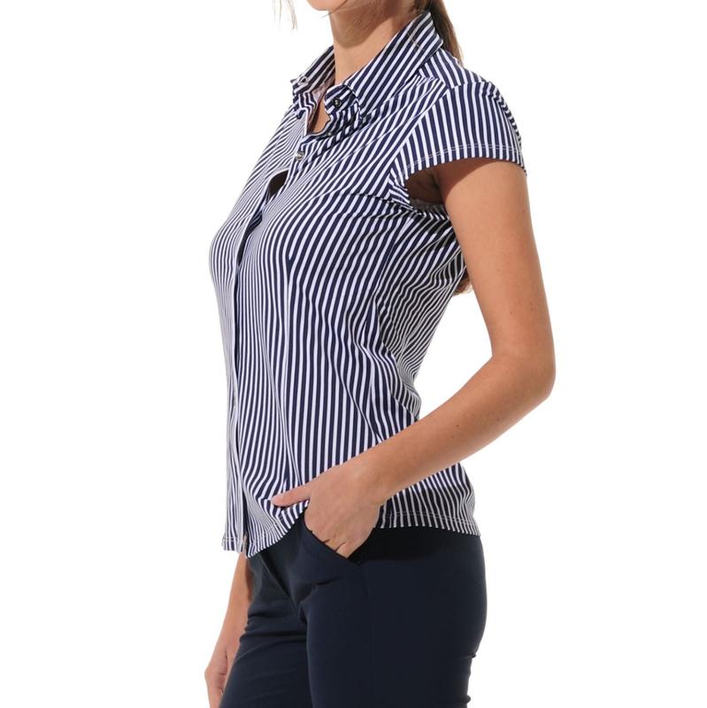 MDC Cap Sleeve Polo - Navy Stripe